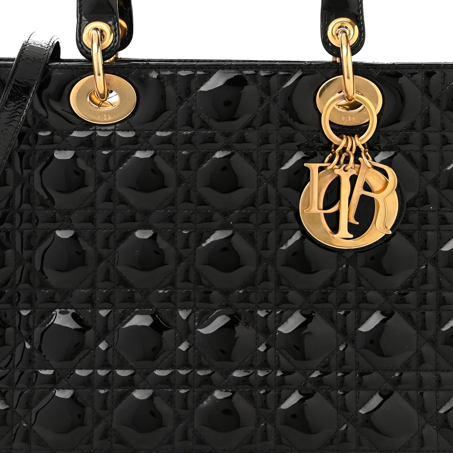Patent Cannage Large Lady Dior Black