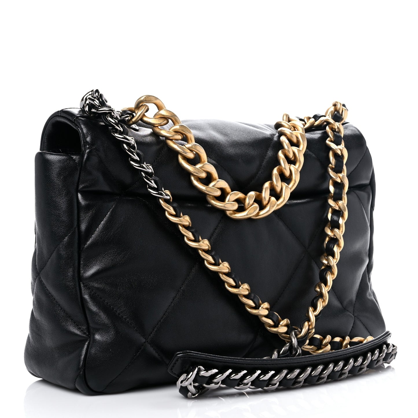 Lambskin Quilted Large Chanel 19 Flap Black