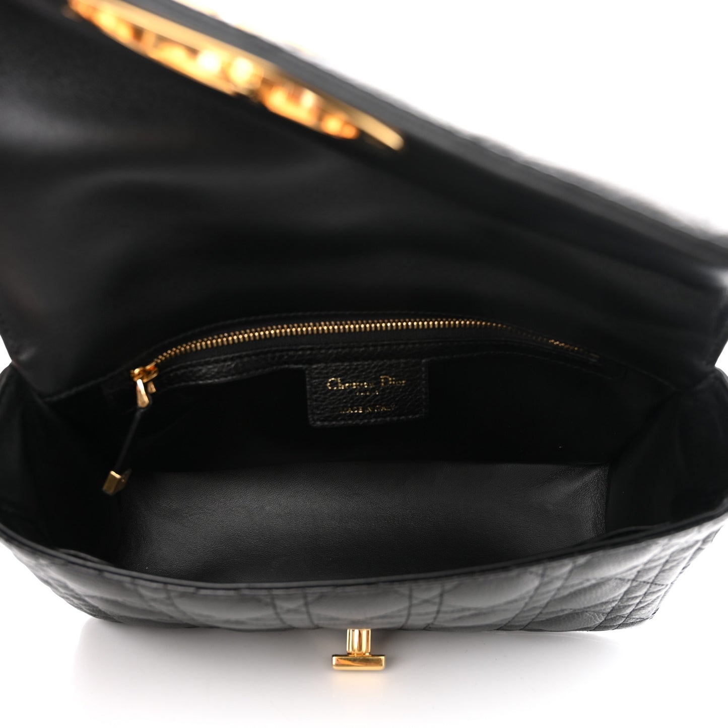Calfskin Cannage Medium Caro Bag Black