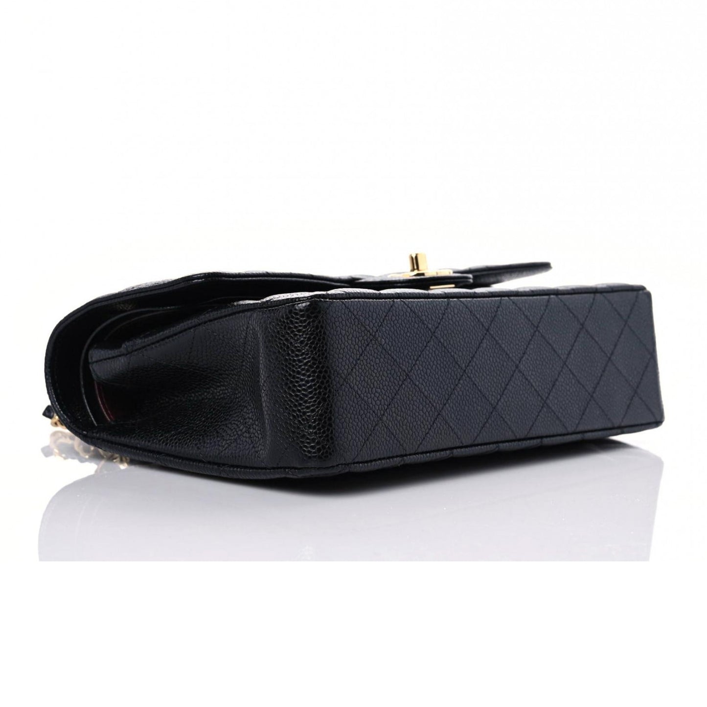 Caviar Quilted Medium Double Flap Black