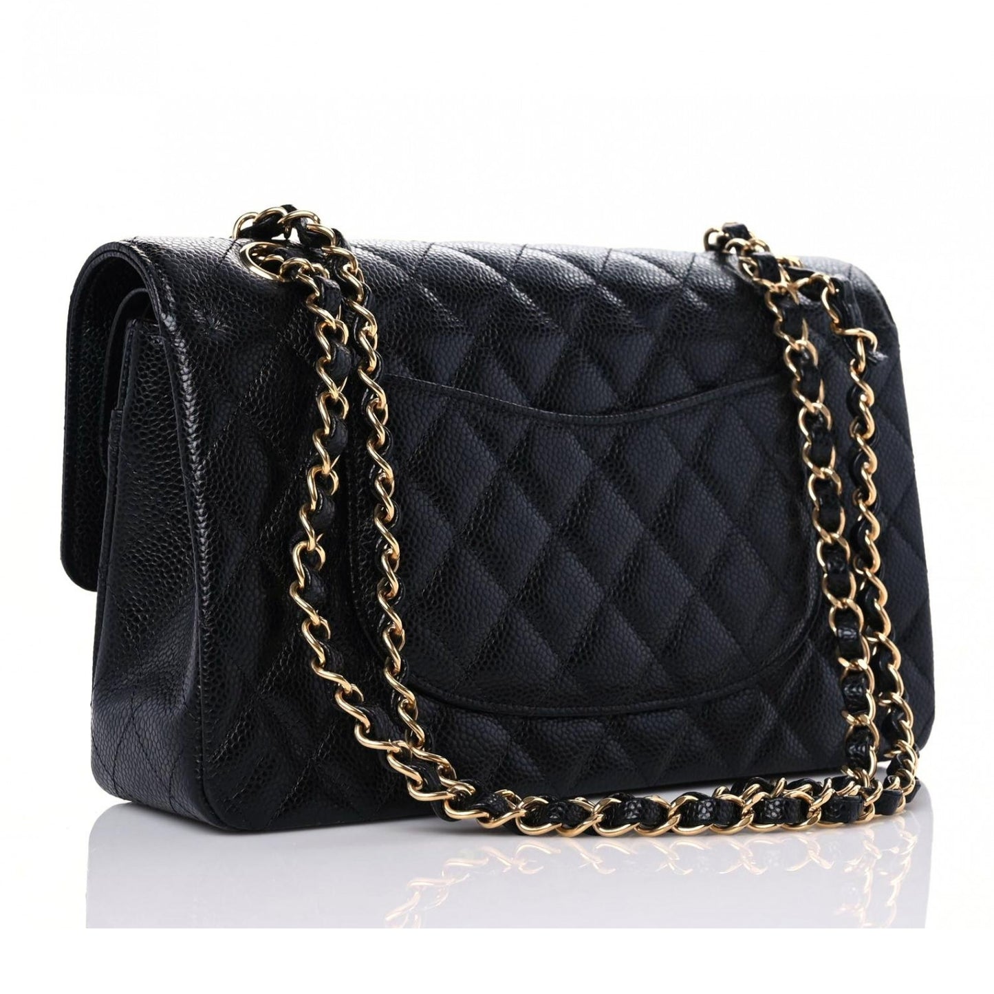 Caviar Quilted Medium Double Flap Black