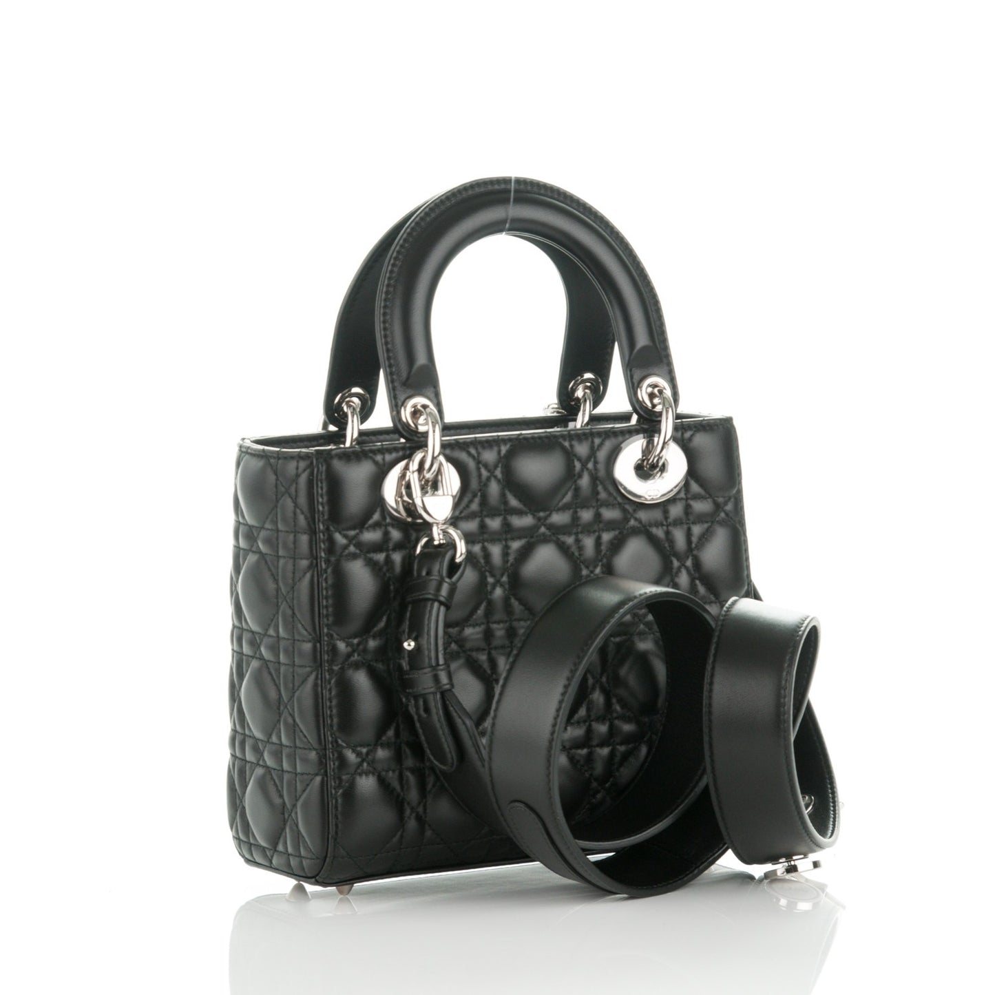 Lambskin Cannage Small Lucky Badges My Lady Dior Black