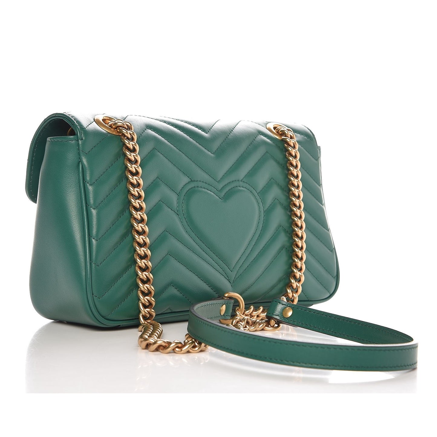 Calfskin Matelasse Small GG Marmont Shoulder Bag Emerald Green