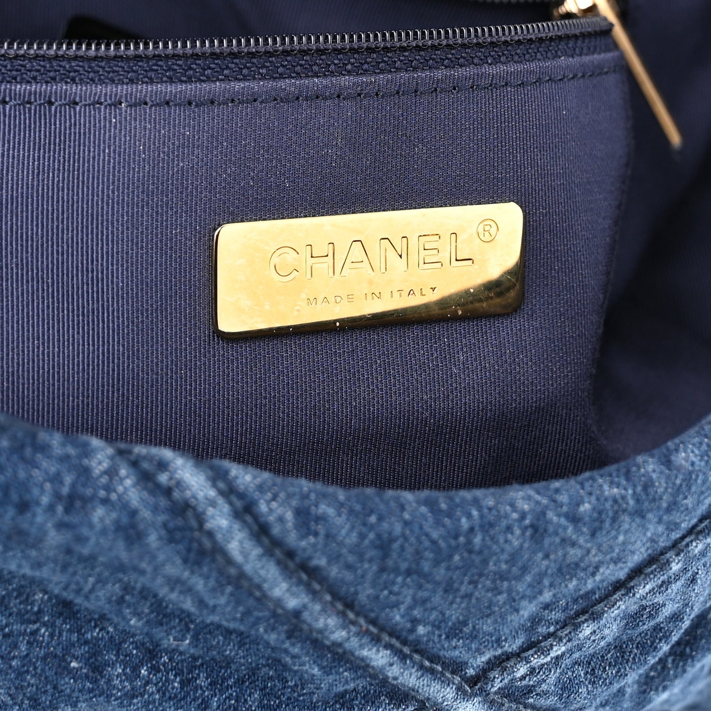 Denim Quilted Large Chanel 19 Flap Blue