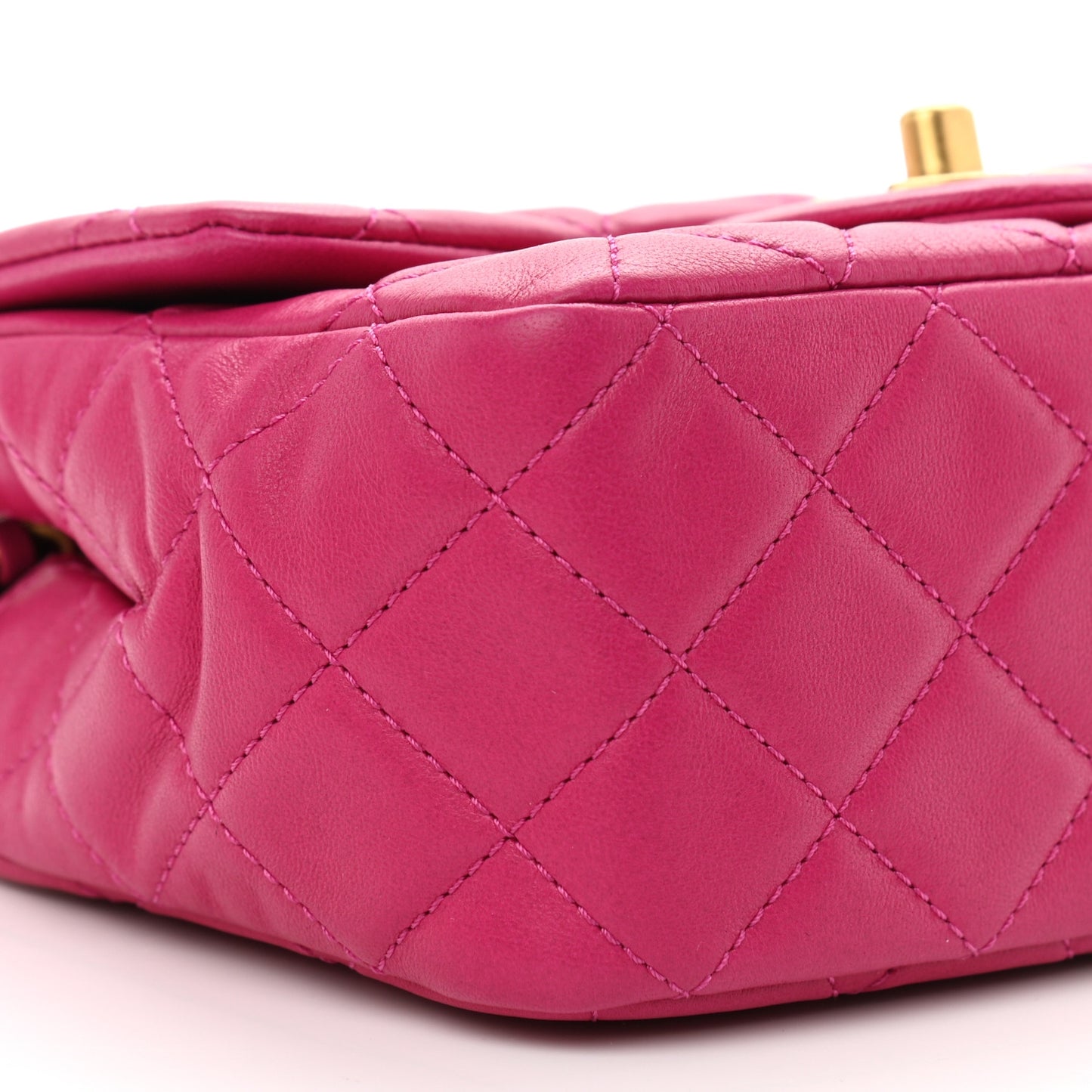 Lambskin Quilted Mini CC Pearl Crush Flap Fuchsia