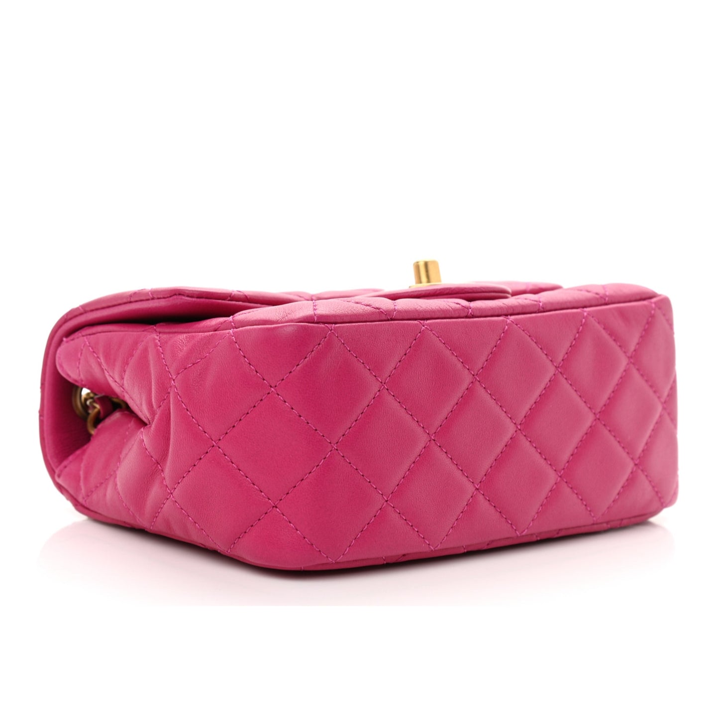 Lambskin Quilted Mini CC Pearl Crush Flap Fuchsia