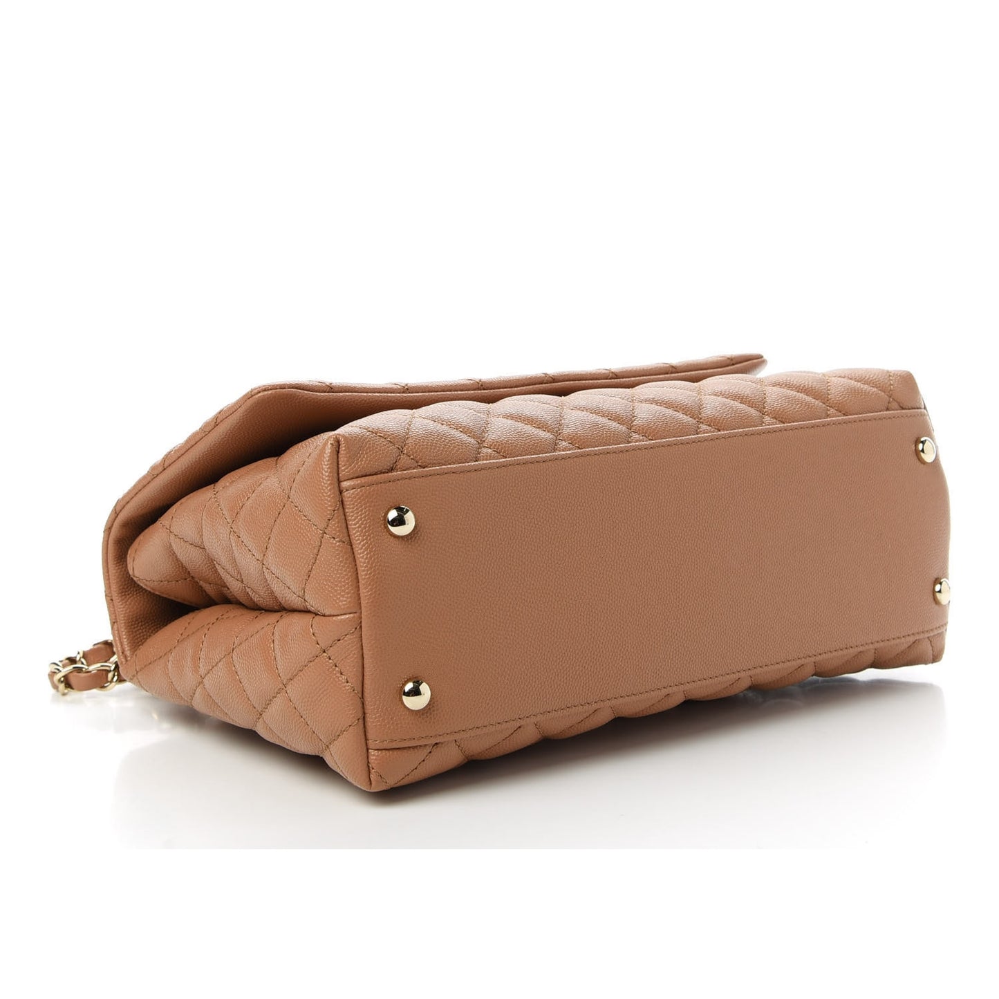 Caviar Quilted Small Coco Handle Flap Brown