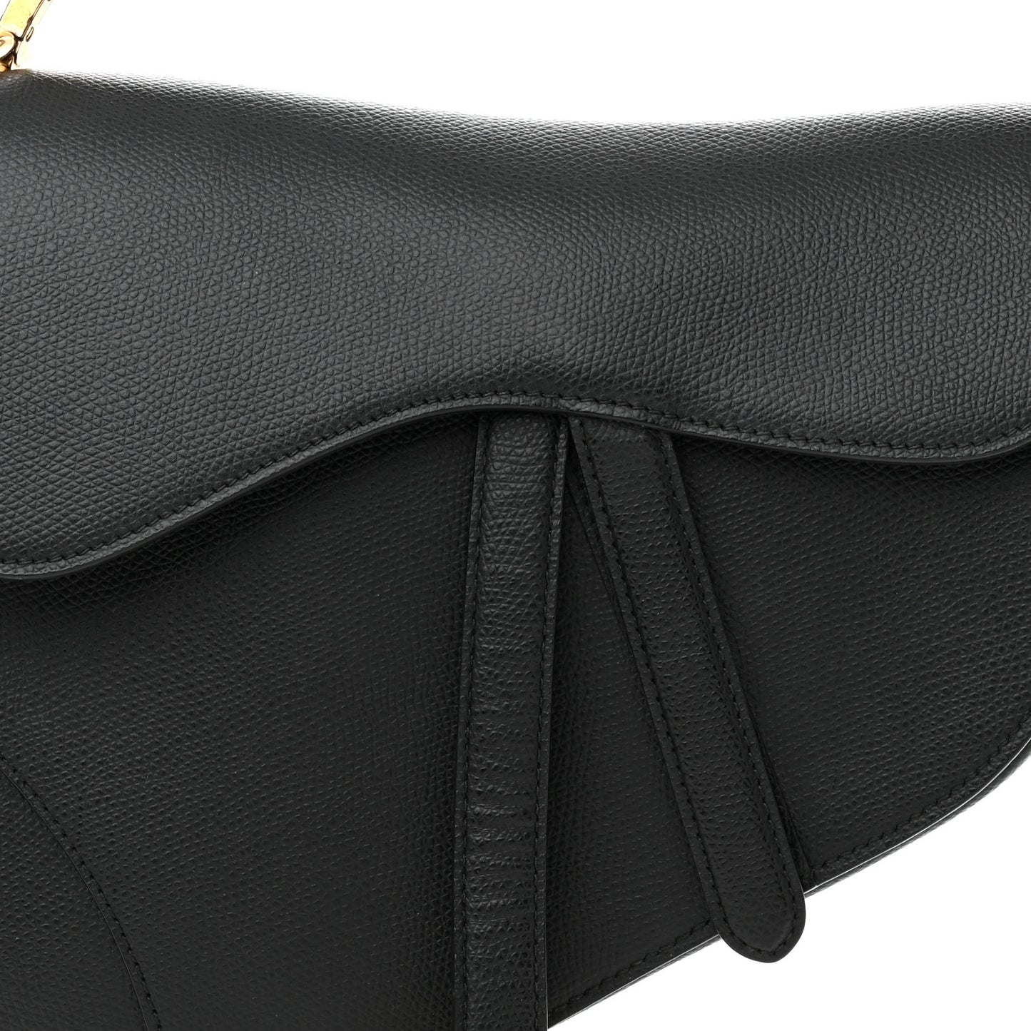 Grained Calfskin Saddle Bag Black