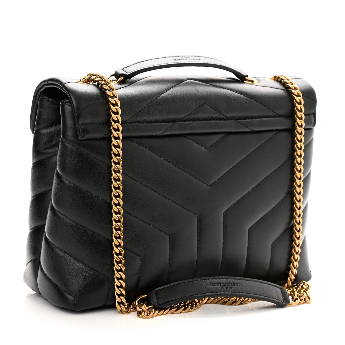 Calfskin Y Quilted Monogram Small Loulou Chain Satchel Black