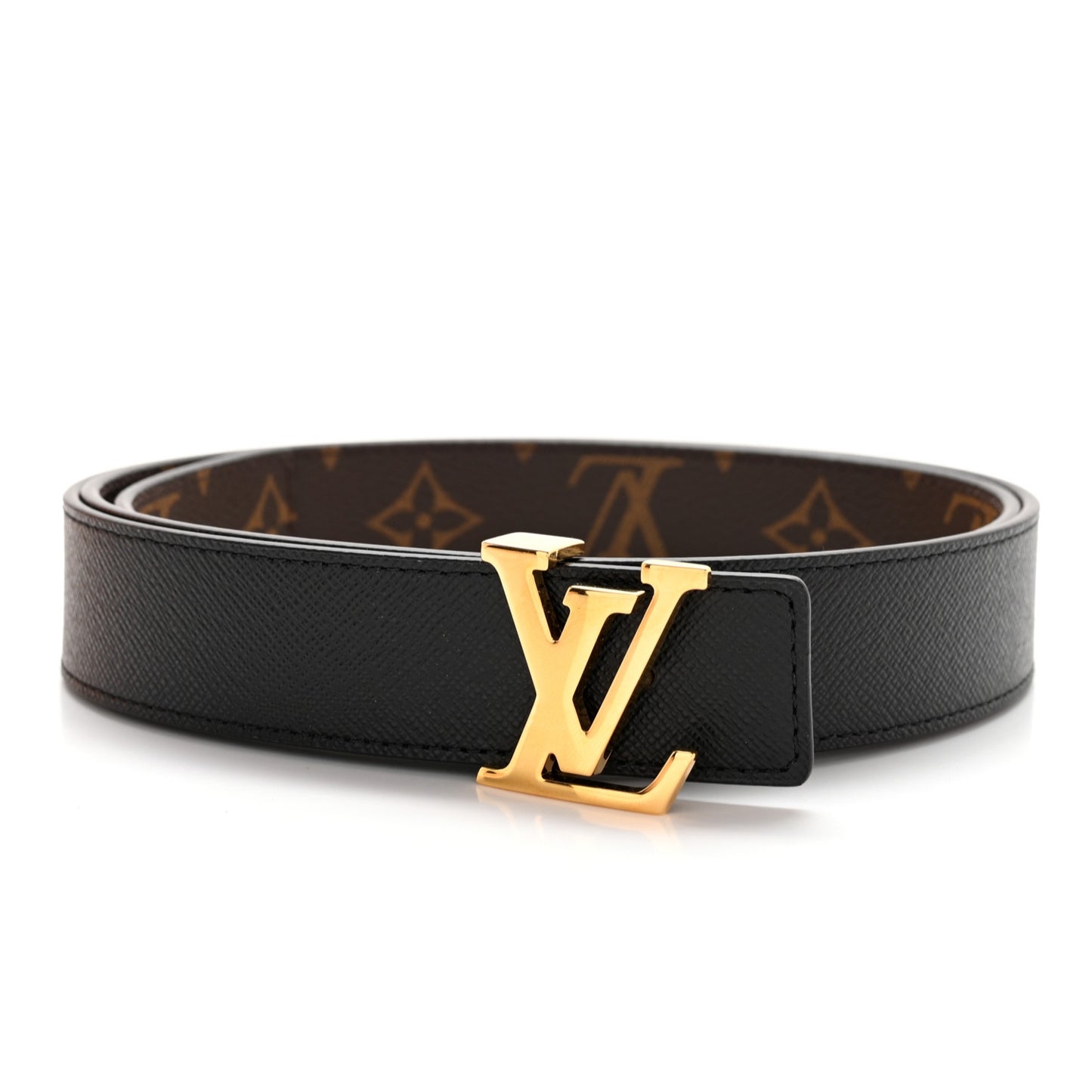 Calfskin Monogram 30mm LV Initiales Reversible Belt 90 36 Black