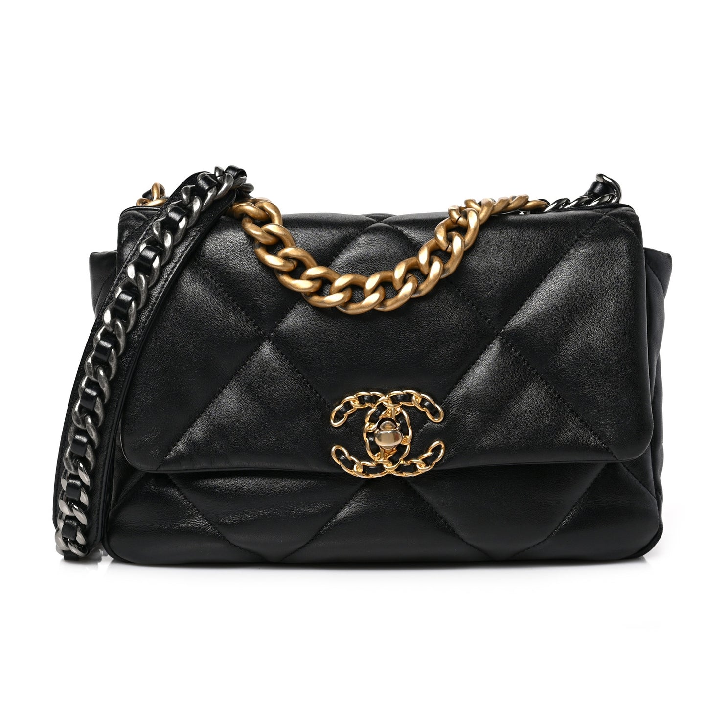 Lambskin Quilted Medium Chanel 19 Flap Black