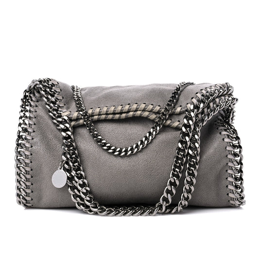 Shaggy Deer Mini Falabella Fold Over Tote Light Grey