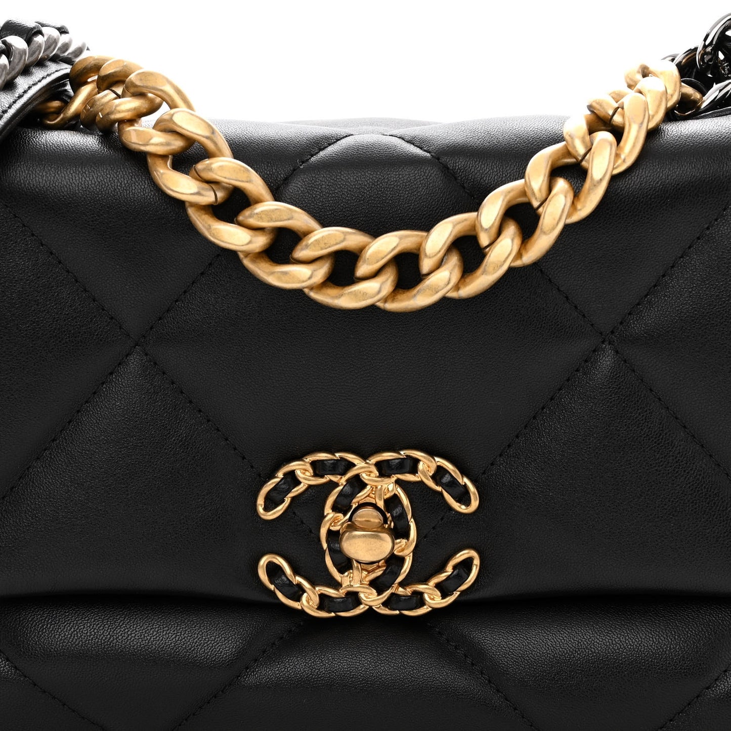 Lambskin Quilted Small Chanel 19 Flap Black