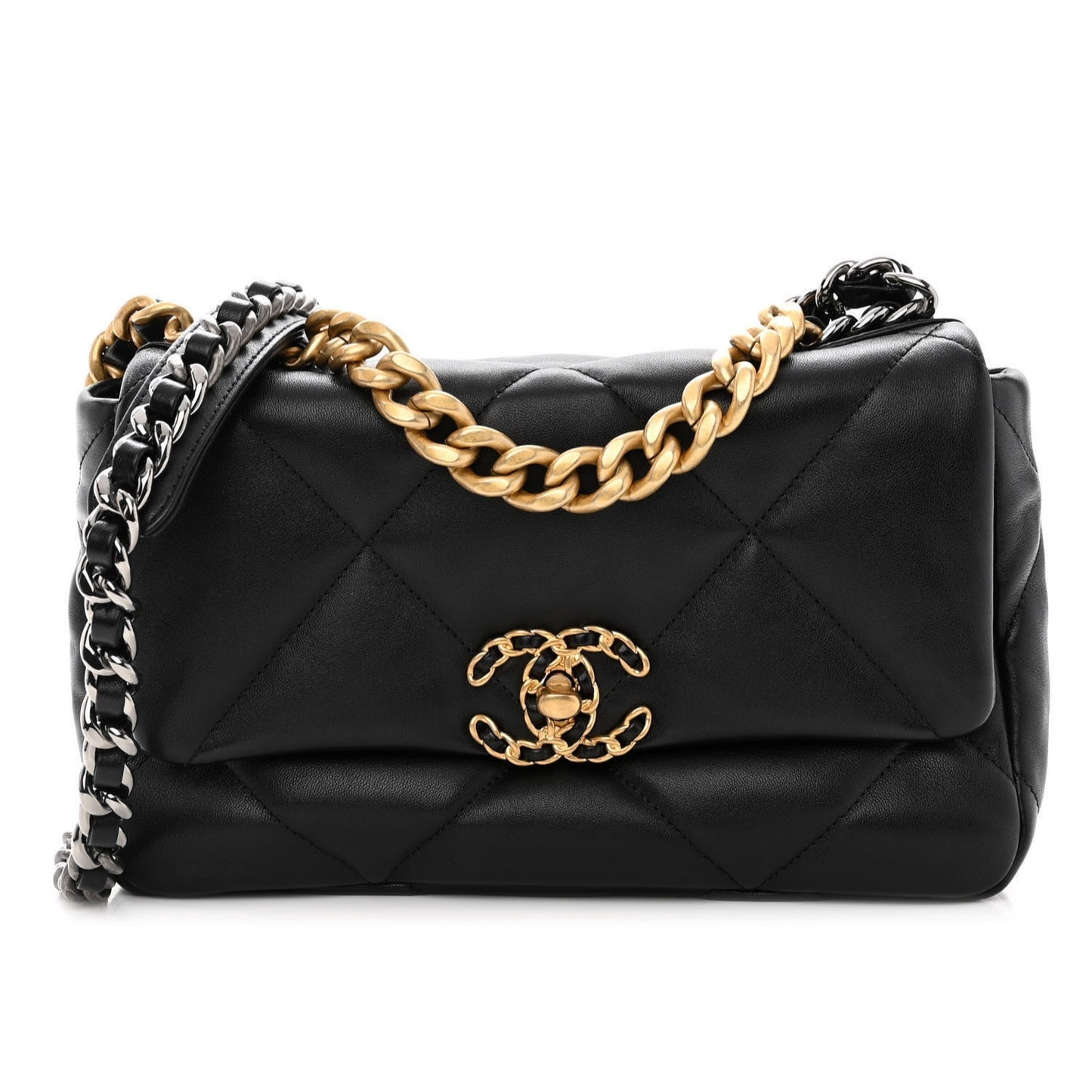 Lambskin Quilted Small Chanel 19 Flap Black
