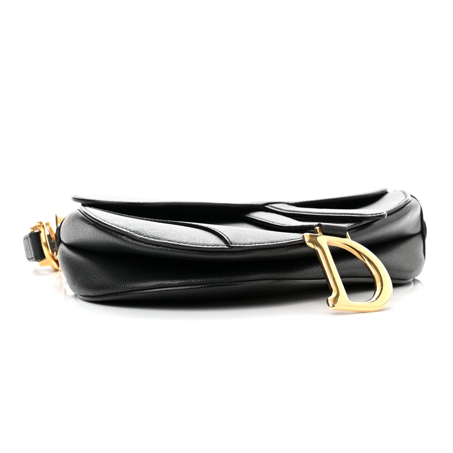 Grained Calfskin Saddle Bag Black