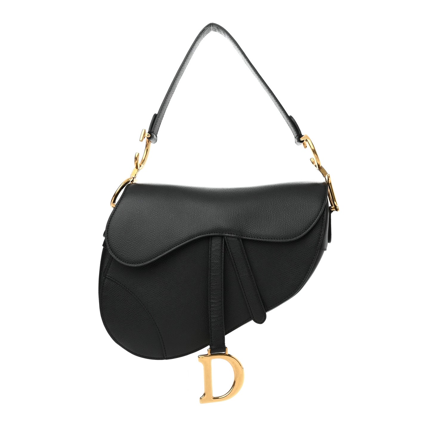 Grained Calfskin Saddle Bag Black