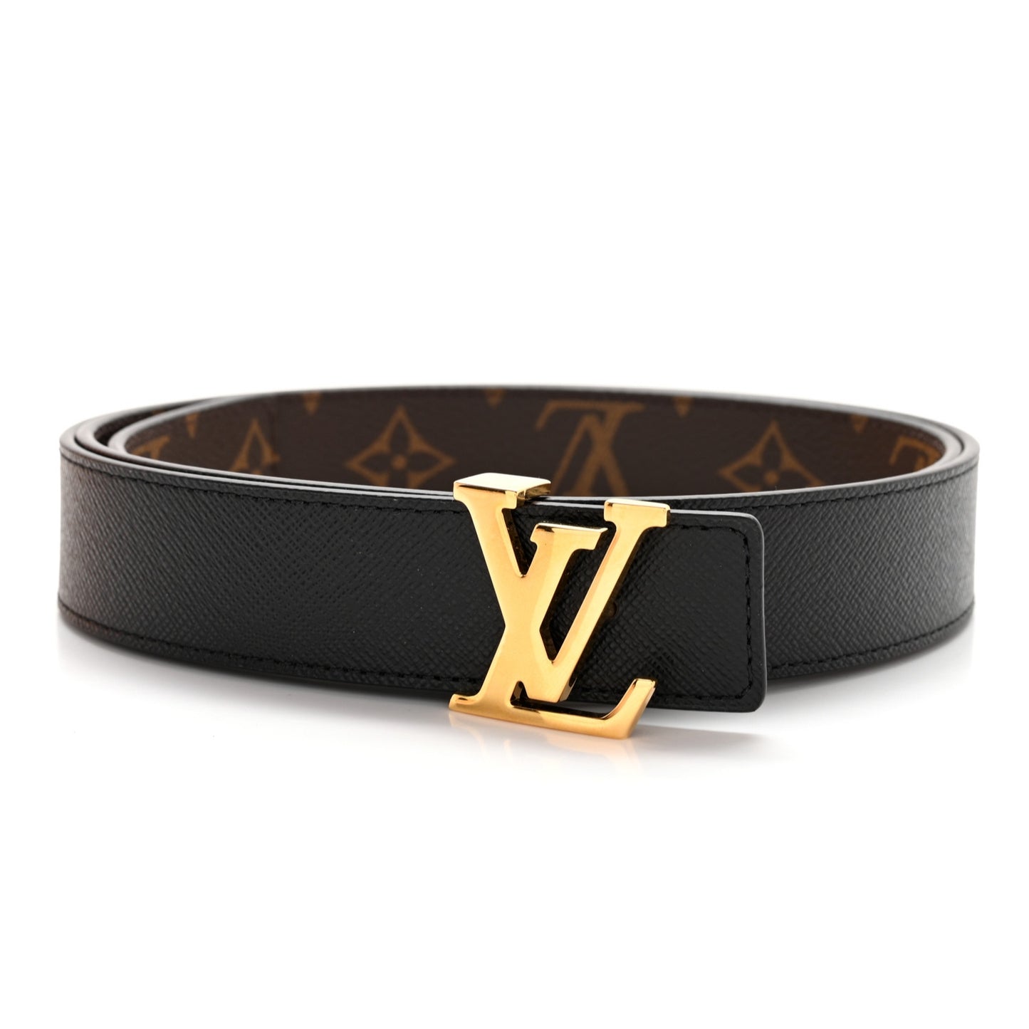 Calfskin Monogram 30mm LV Initiales Reversible Belt 90 36 Black