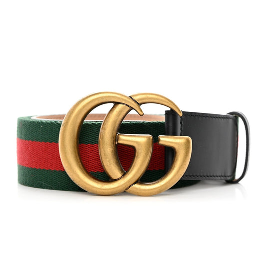 Nylon Calfskin Double G Web 40mm Belt 95 38 Green Red Black