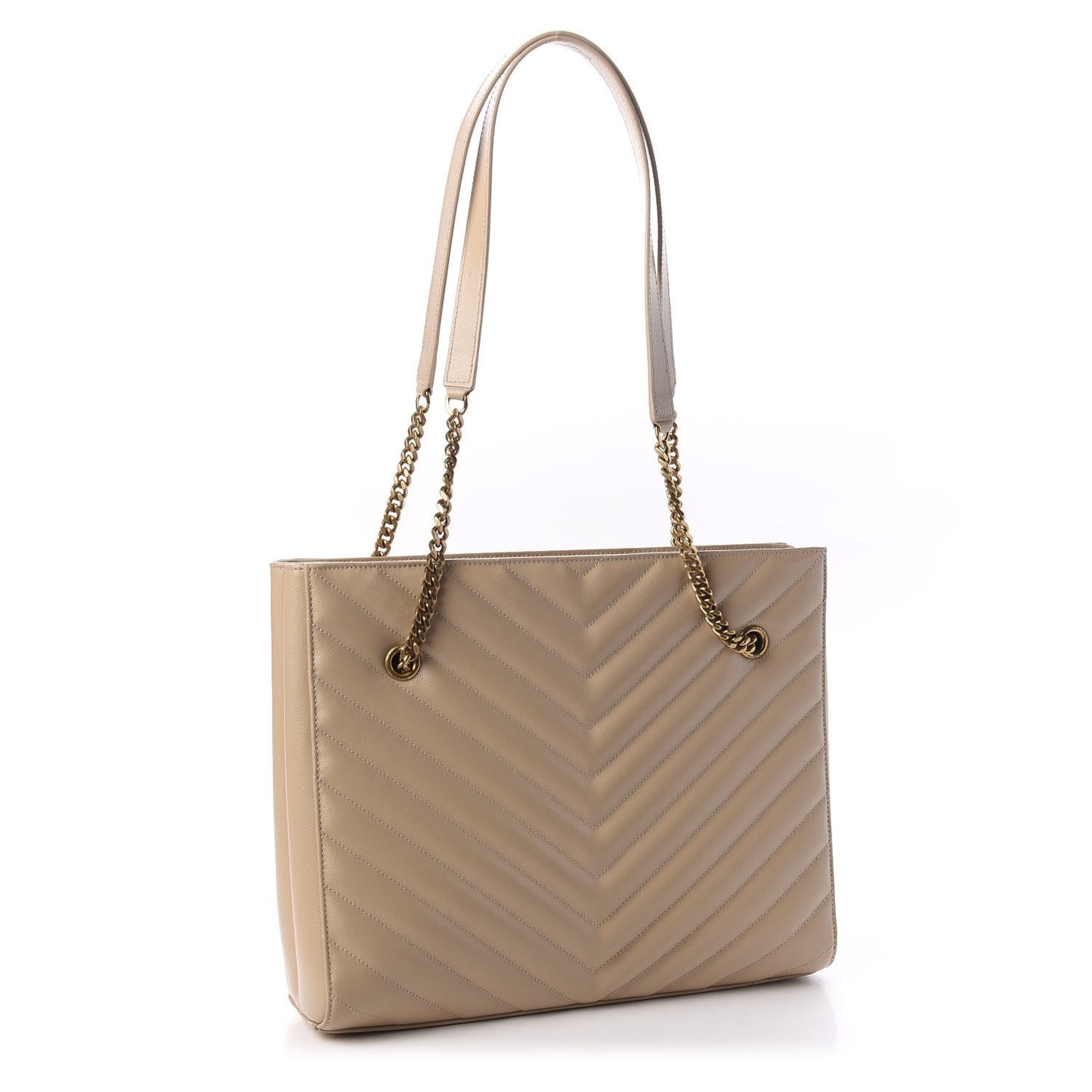 Grain De Poudre Matelasse Chevron Medium Tribeca Shopping Bag Nude Powder