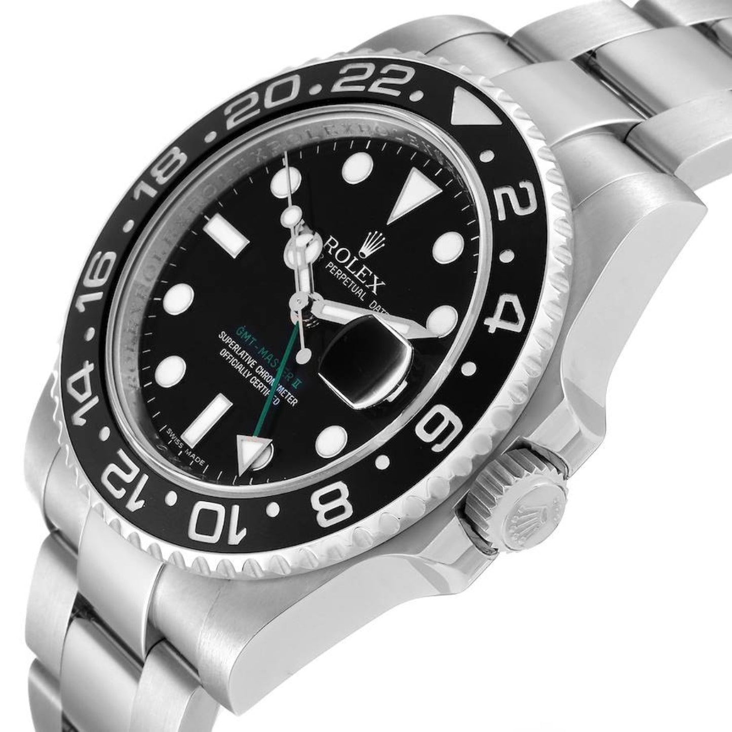 Rolex GMT Master II Black Dial Green Hand Steel 40mm