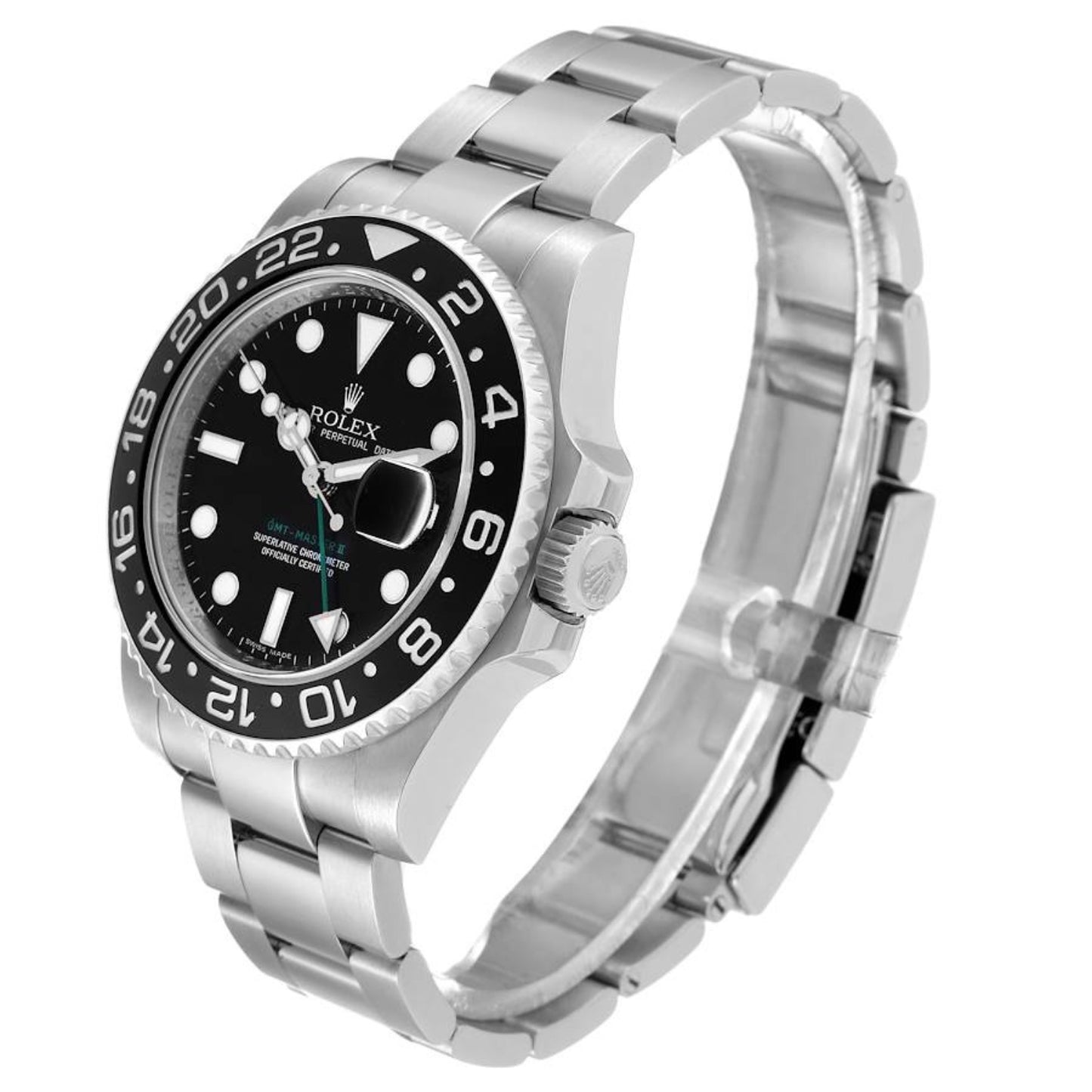 Rolex GMT Master II Black Dial Green Hand Steel 40mm