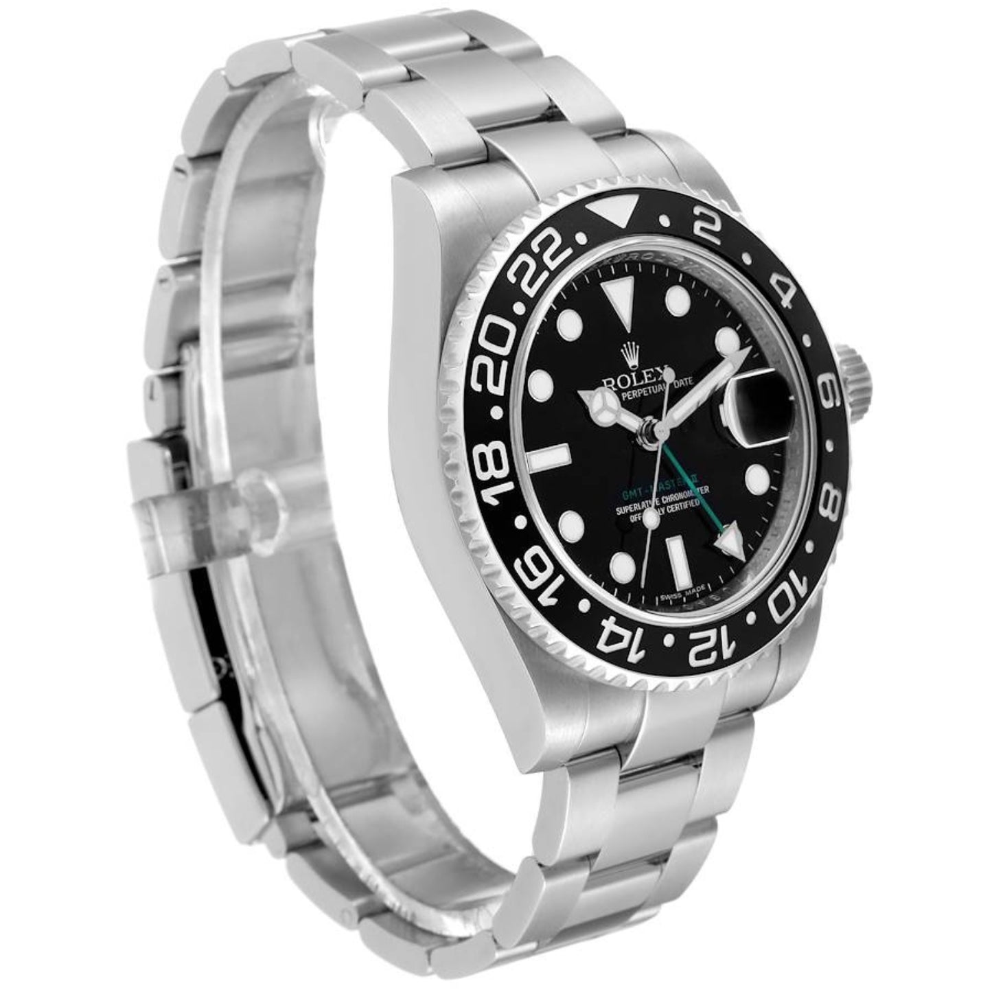 Rolex GMT Master II Black Dial Green Hand Steel 40mm