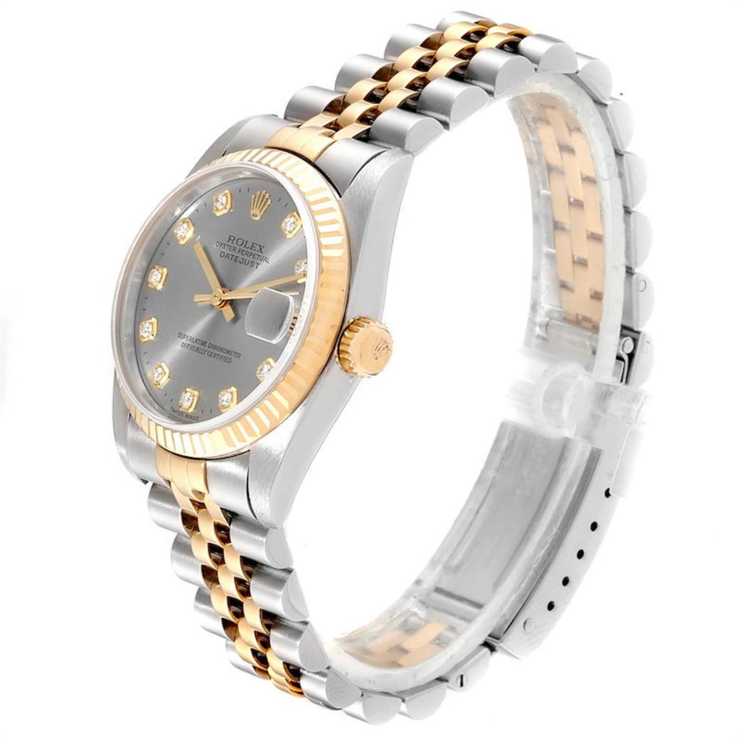 Rolex Datejust Steel Yellow Gold Slate Roman Dial Ladies Watch