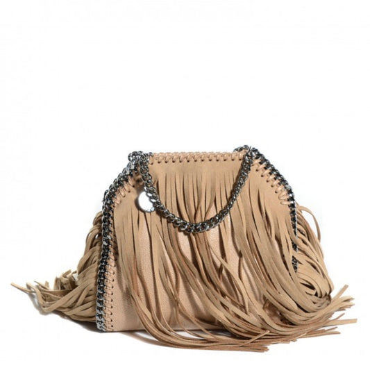 Shaggy Deer Fringe Tiny Falabella Fold Over Tote Gold