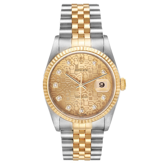 Rolex Datejust 36mm Steel Yellow Gold Jubilee Diamond Dial Watch