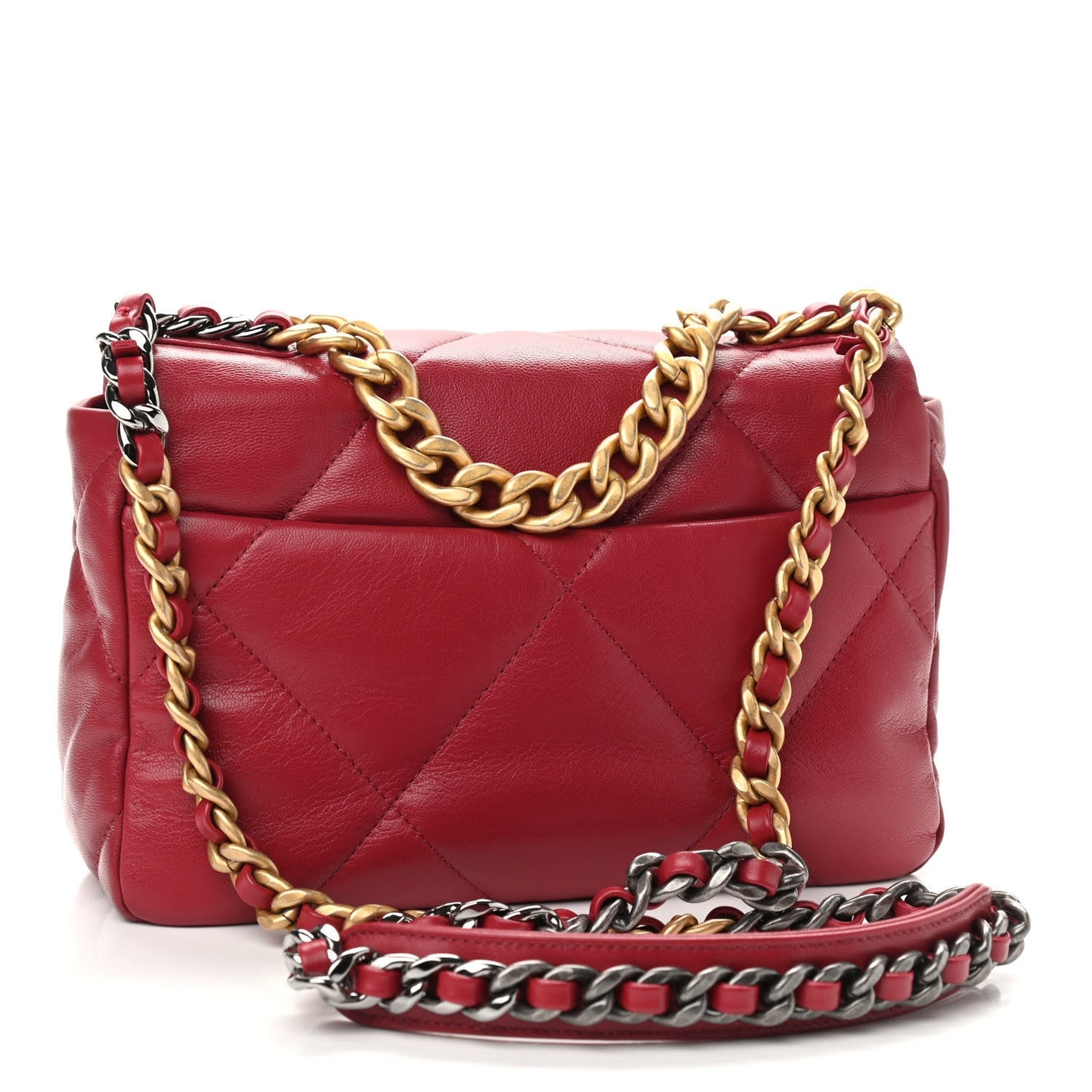 Goatskin Quilted Medium Chanel 19 Flap Red