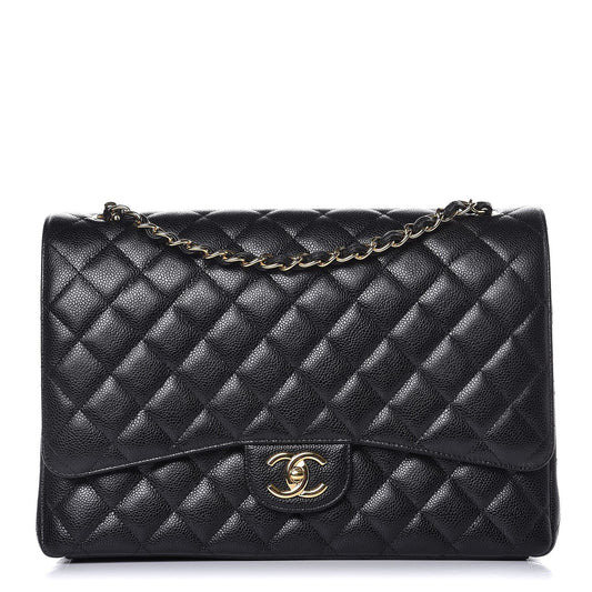 Caviar Quilted Maxi Double Flap Black