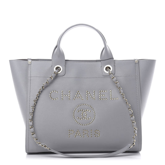 Caviar Studded Small Deauville Tote Grey