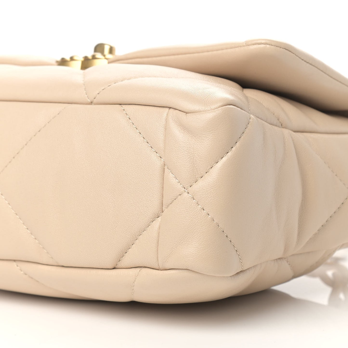 Lambskin Quilted Small Chanel 19 Flap Beige
