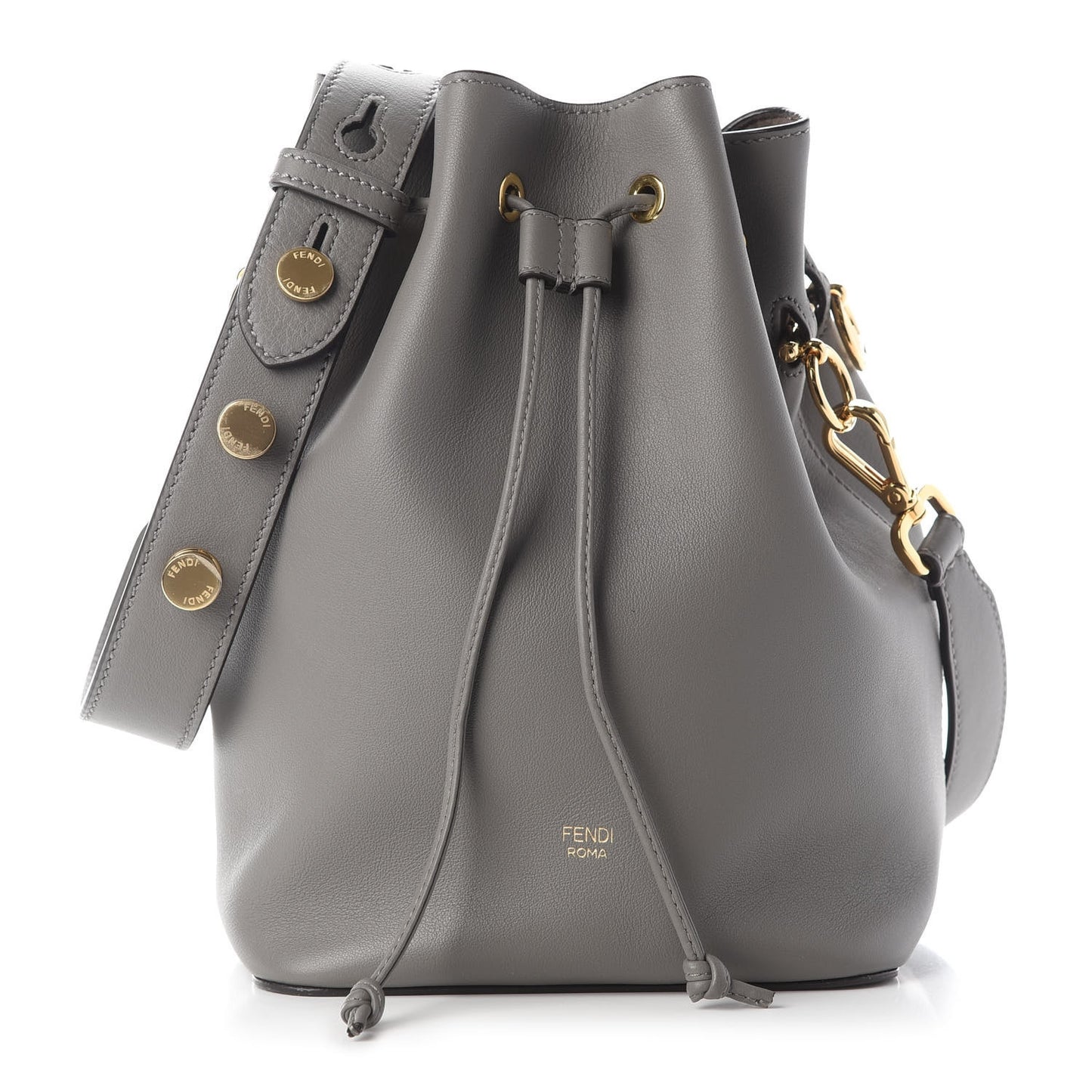 Calfskin F is Fendi Grande Mon Tresor Bucket Bag Grey