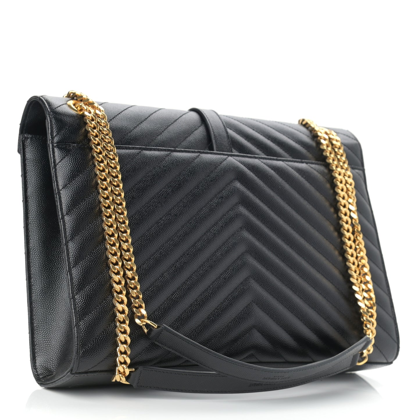 Grain De Poudre Matelasse Chevron Large Monogram Satchel Black