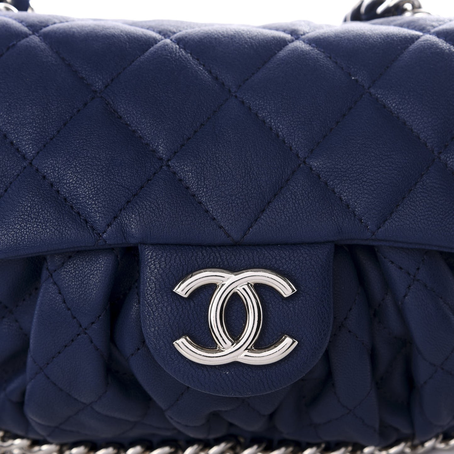 Washed Lambskin Quilted Mini Chain Around Messenger Blue