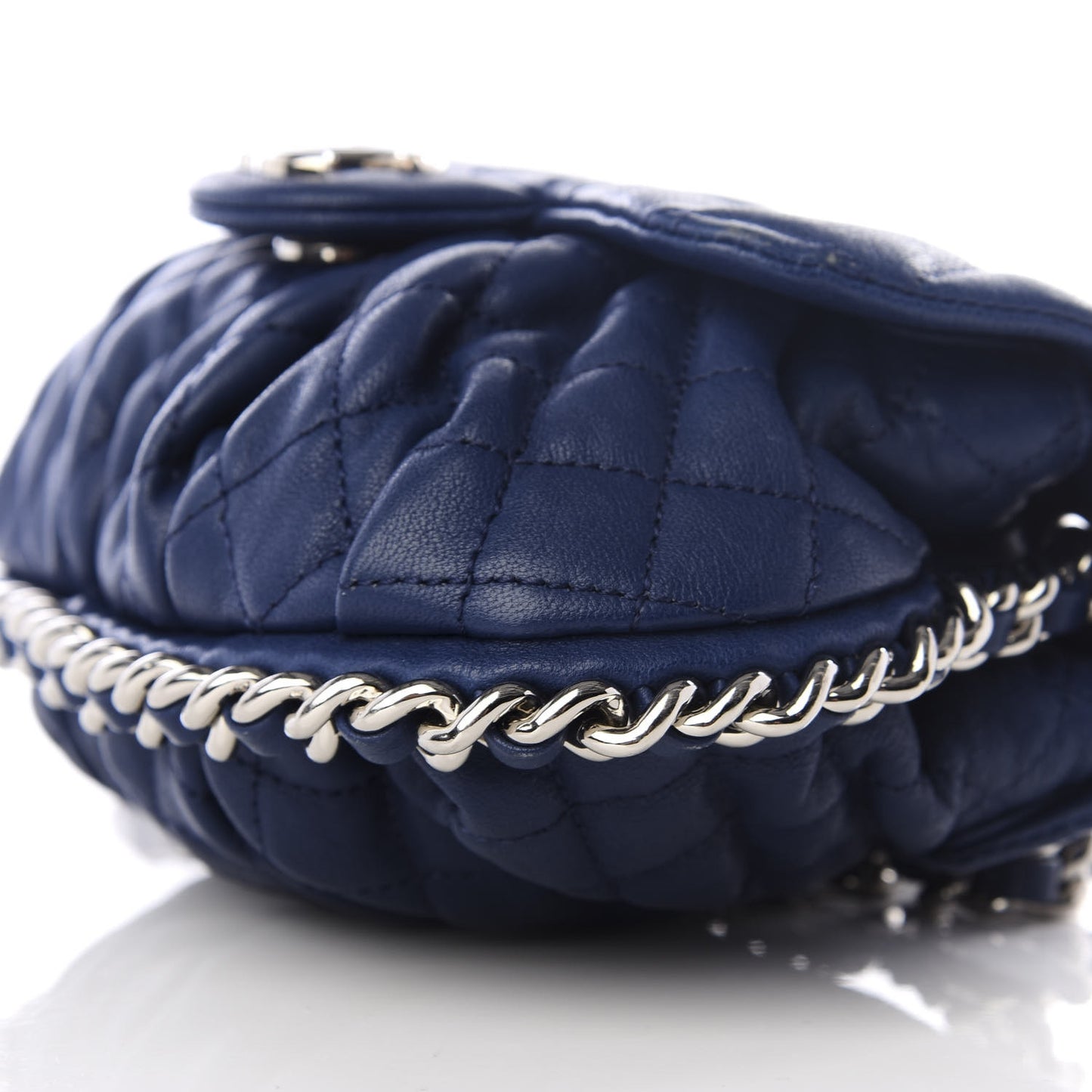 Washed Lambskin Quilted Mini Chain Around Messenger Blue