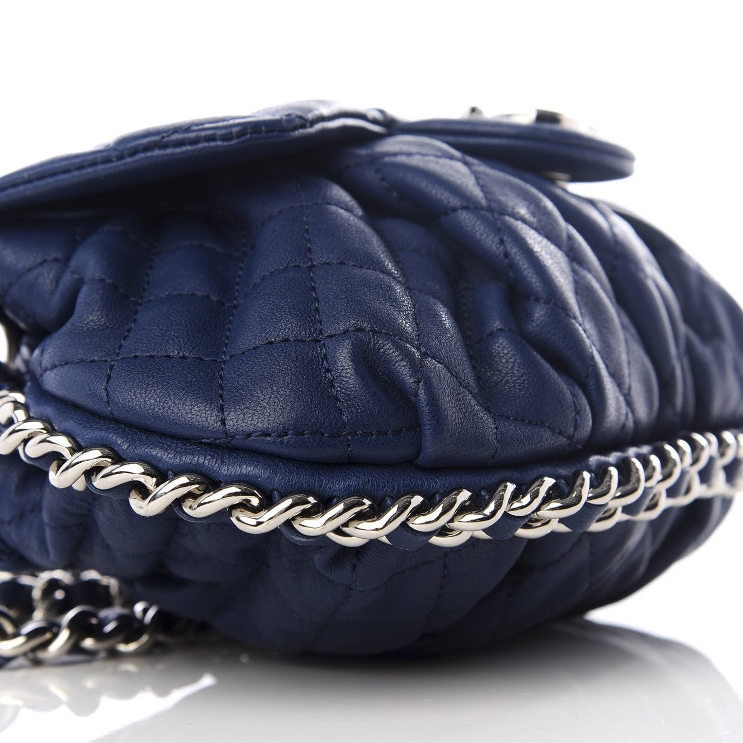 Washed Lambskin Quilted Mini Chain Around Messenger Blue