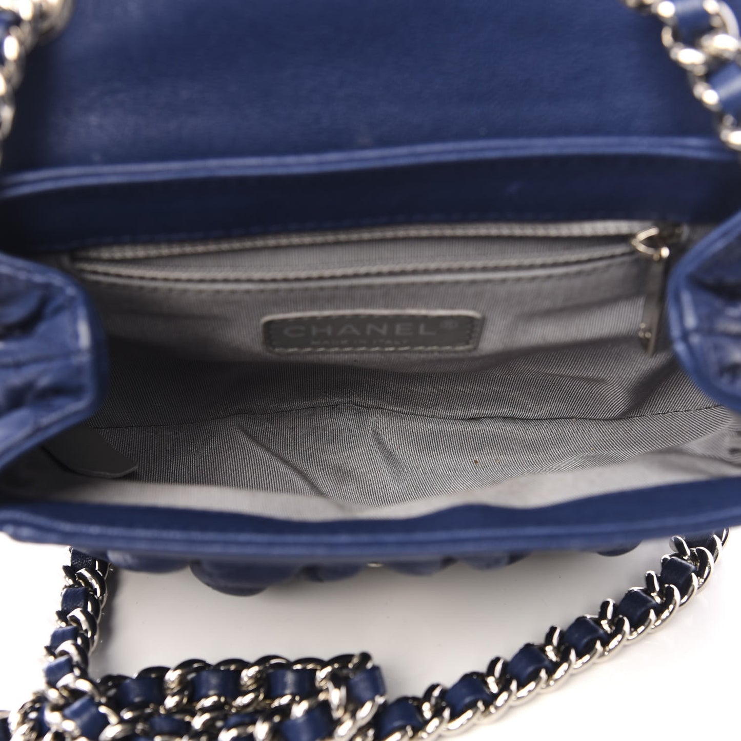 Washed Lambskin Quilted Mini Chain Around Messenger Blue