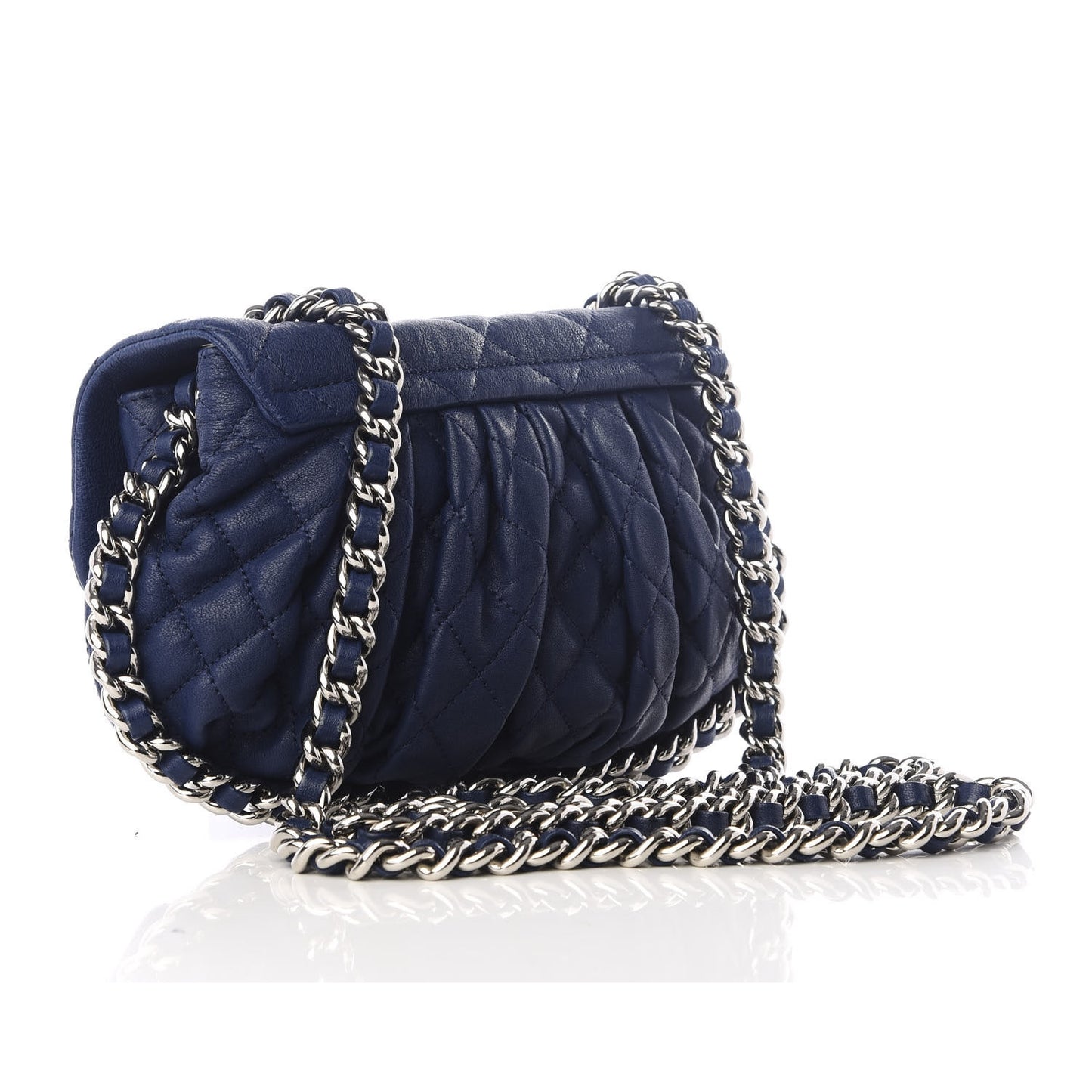 Washed Lambskin Quilted Mini Chain Around Messenger Blue