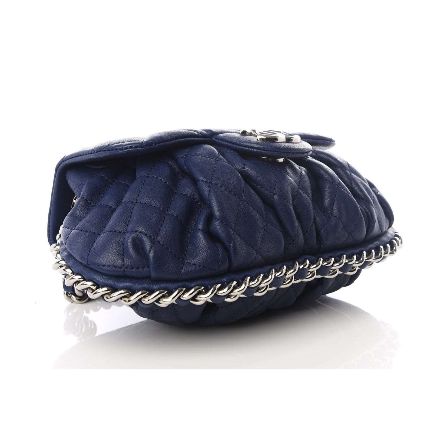 Washed Lambskin Quilted Mini Chain Around Messenger Blue