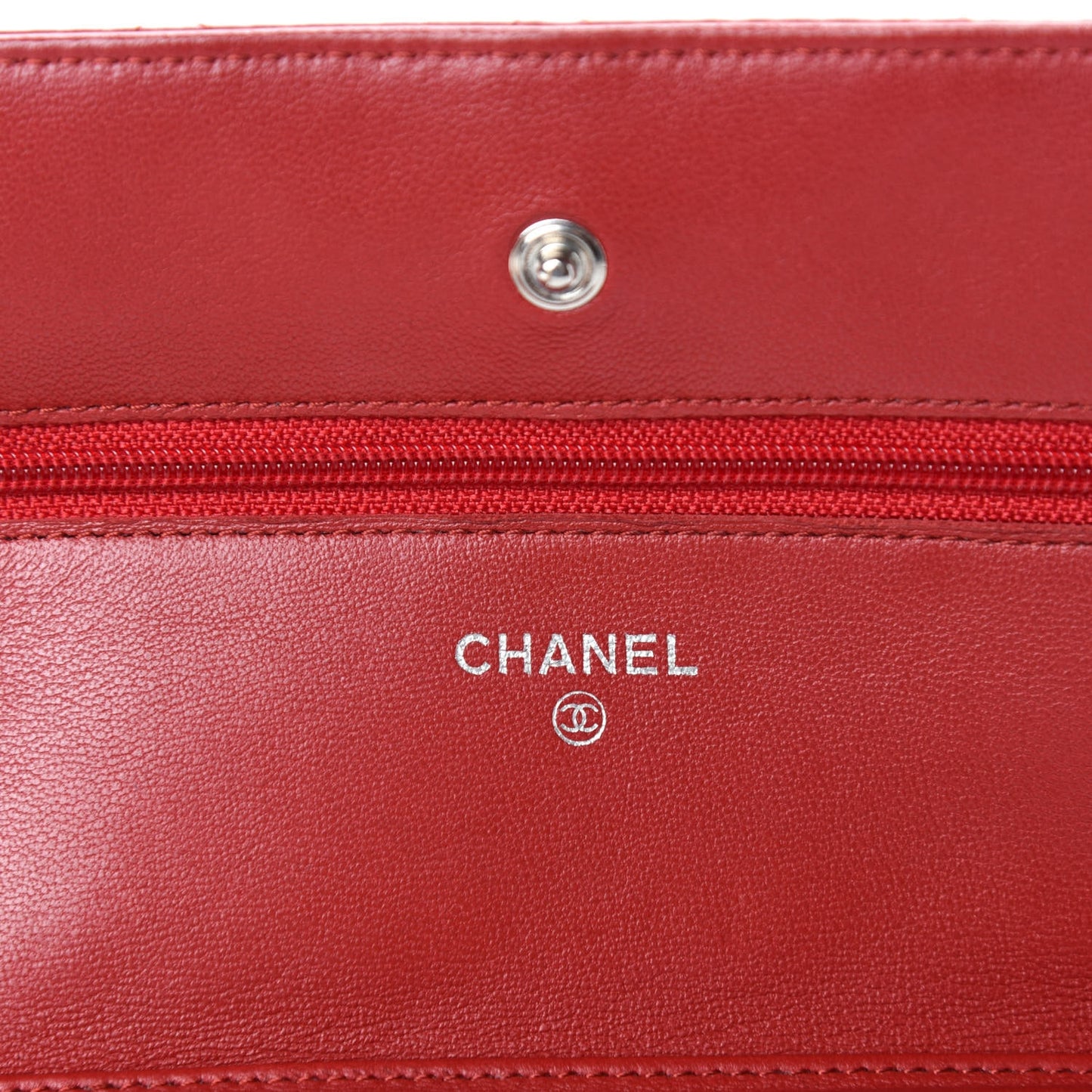 Lambskin Quilted Wallet on Chain WOC Red