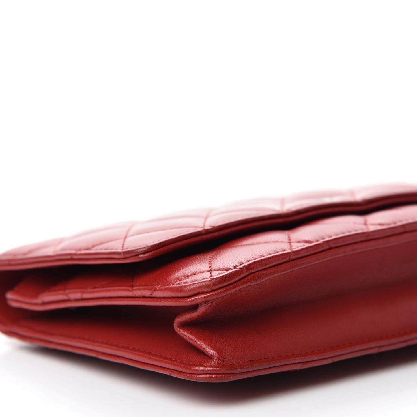 Lambskin Quilted Wallet on Chain WOC Red