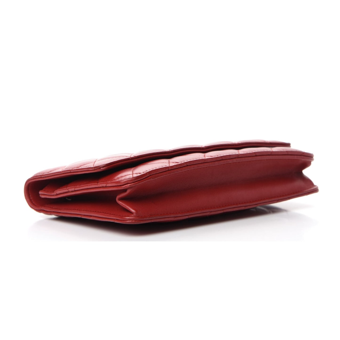 Lambskin Quilted Wallet on Chain WOC Red