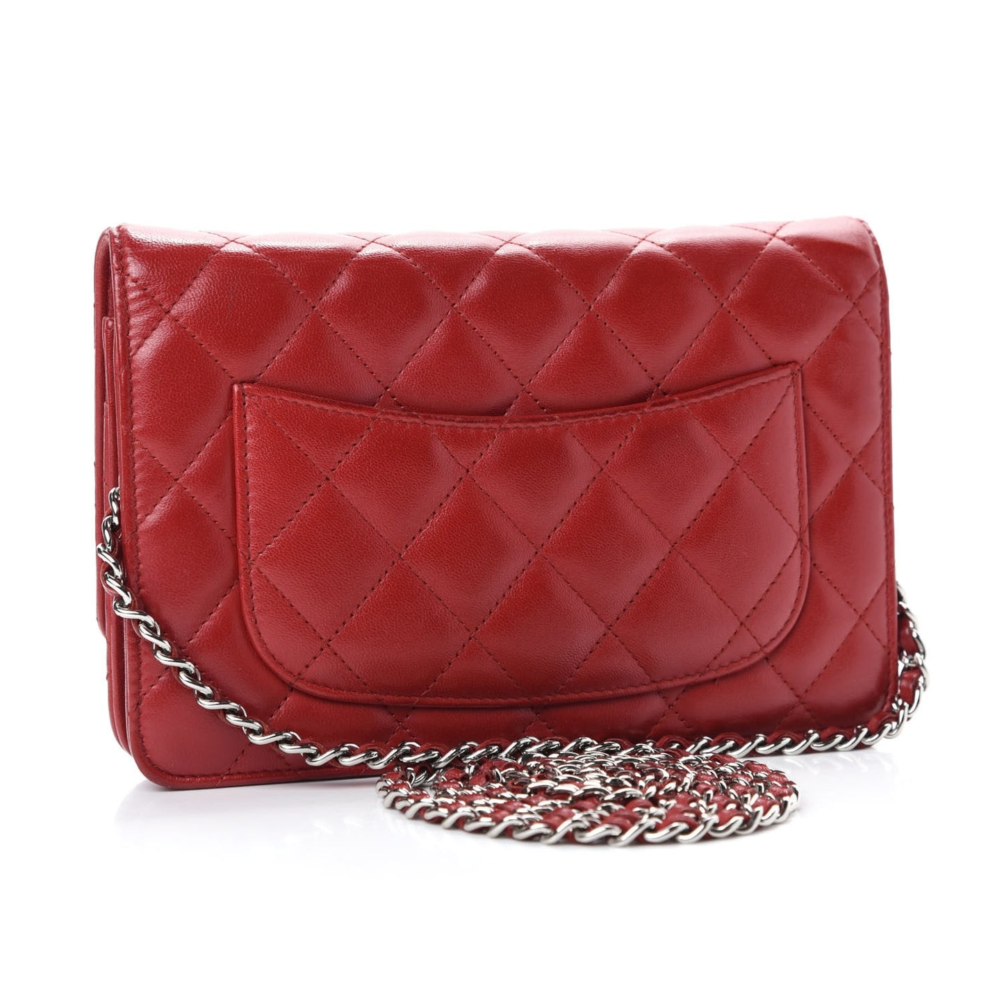 Lambskin Quilted Wallet on Chain WOC Red