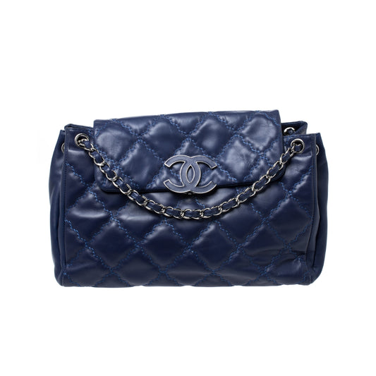 Electric Blue Quilted Leather Hampton Bag