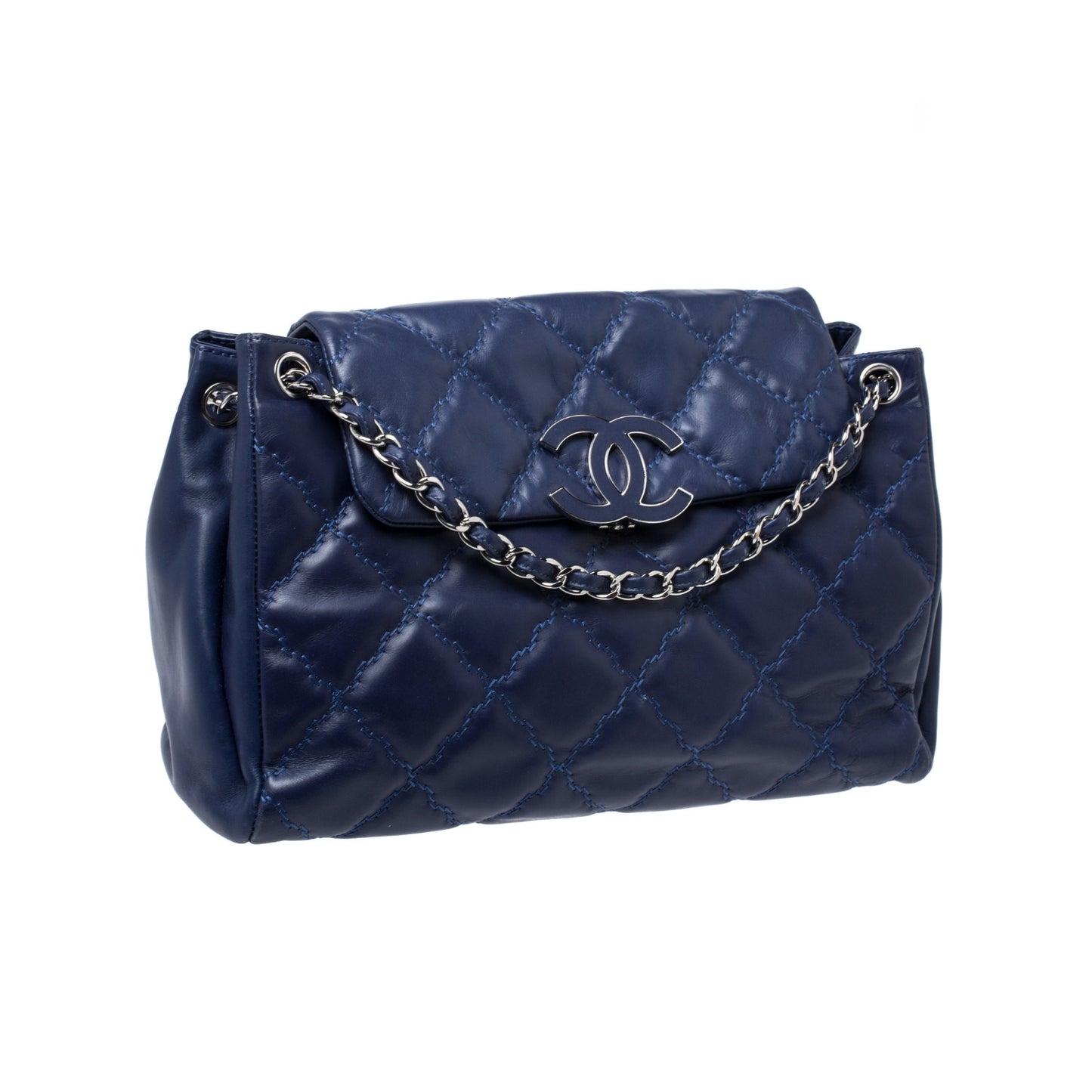 Electric Blue Quilted Leather Hampton Bag