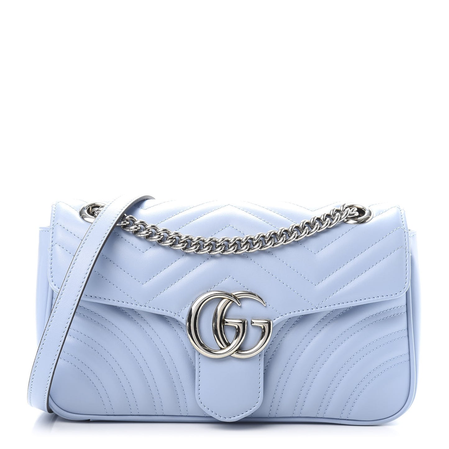 Calfskin Matelasse Small GG Marmont Shoulder Bag Pastel Blue