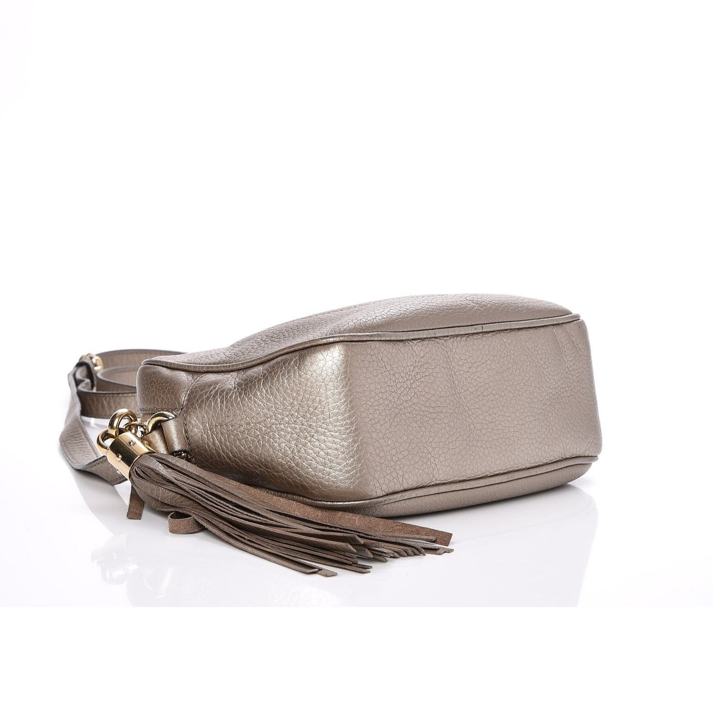 Metallic Pebbled Calfskin Small Soho Disco Bag Golden Beige