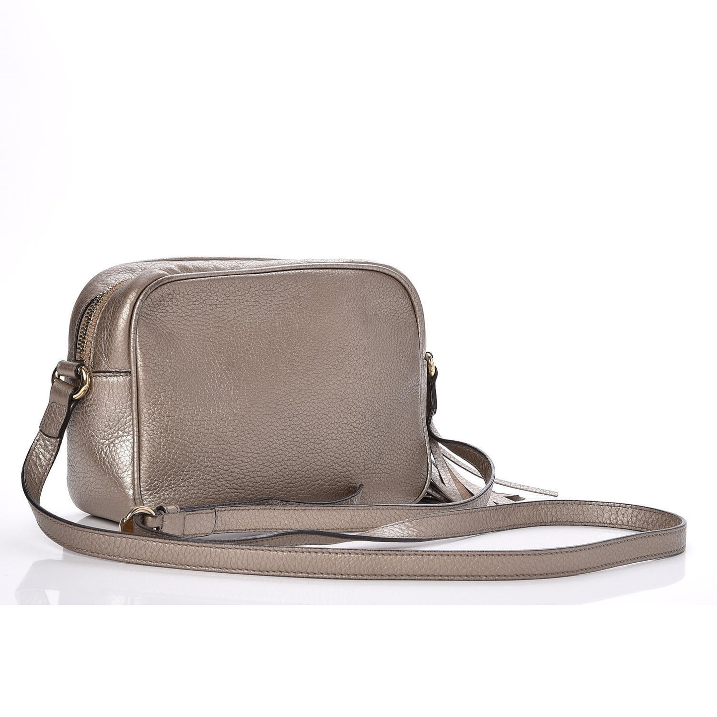 Metallic Pebbled Calfskin Small Soho Disco Bag Golden Beige